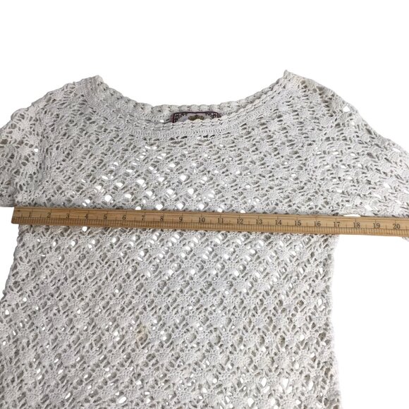 Vintage Tiara International Sweater Beachy Women Medium White Crochet Open Knit - Picture 11 of 14